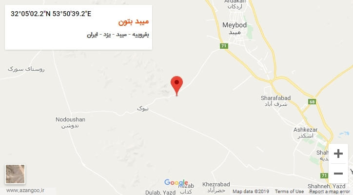 روستای میبد بتون بر روی نقشه
