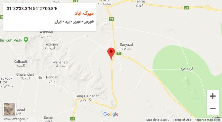 روستای میرک آباد بر روی نقشه
