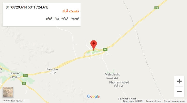 روستای نعمت آباد بر روی نقشه