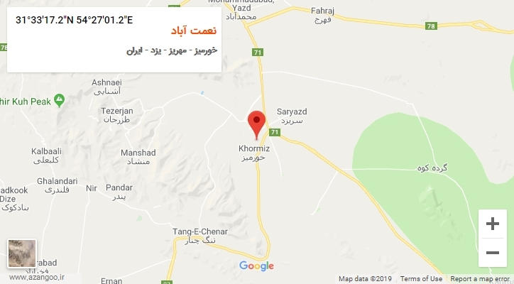 روستای نعمت آباد بر روی نقشه