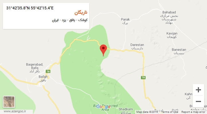 روستای ناریگان بر روی نقشه