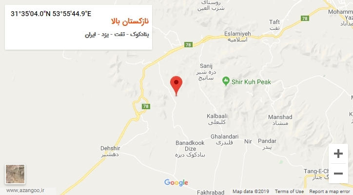 روستای نازکستان بالا بر روی نقشه