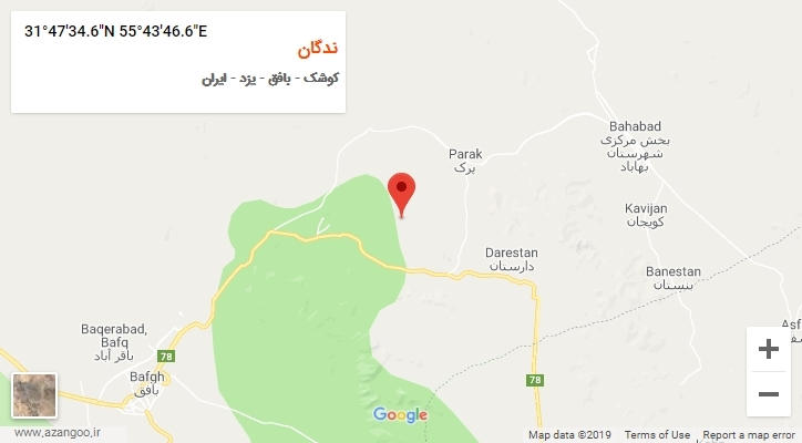 روستای ندگان بر روی نقشه