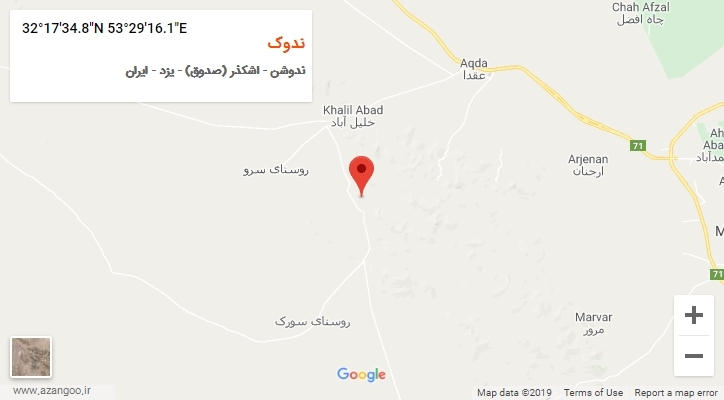 روستای ندوک بر روی نقشه
