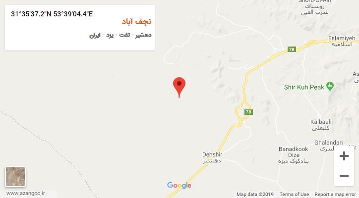 روستای نجف آباد بر روی نقشه