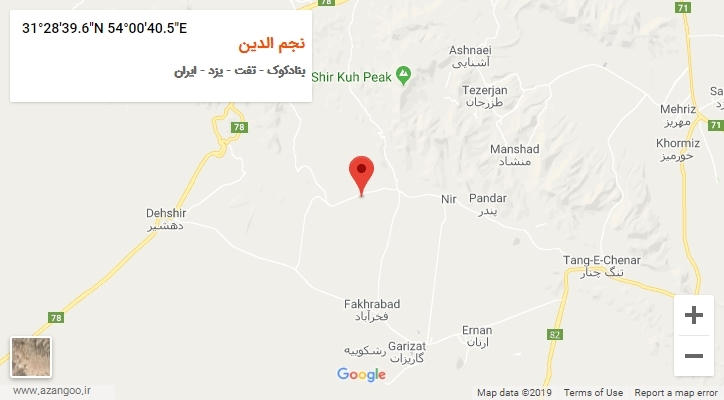 روستای نجم الدین بر روی نقشه