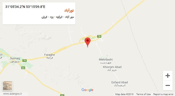 روستای نورآباد بر روی نقشه