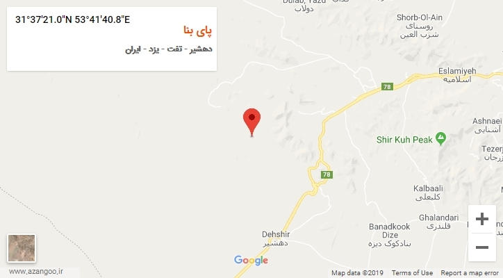روستای پای بنا بر روی نقشه
