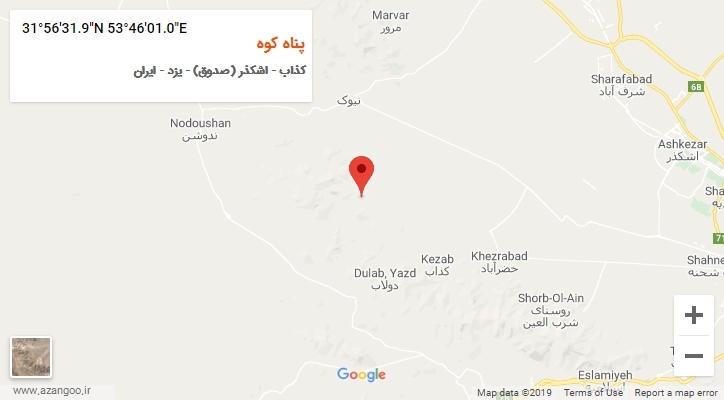 روستای پناه کوه بر روی نقشه