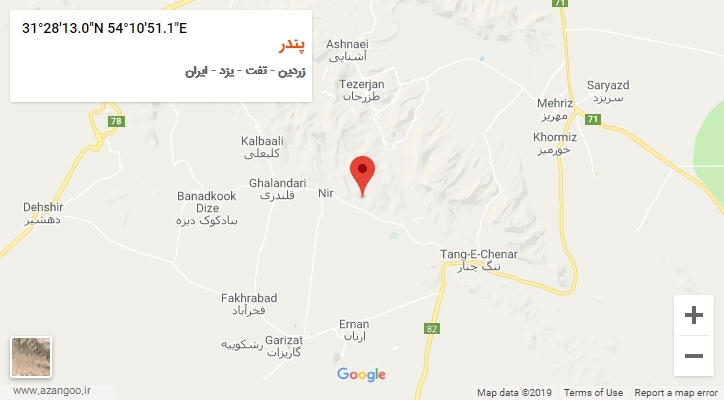 روستای پندر بر روی نقشه