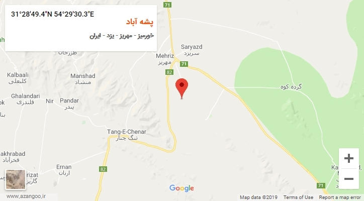 روستای پشه آباد بر روی نقشه