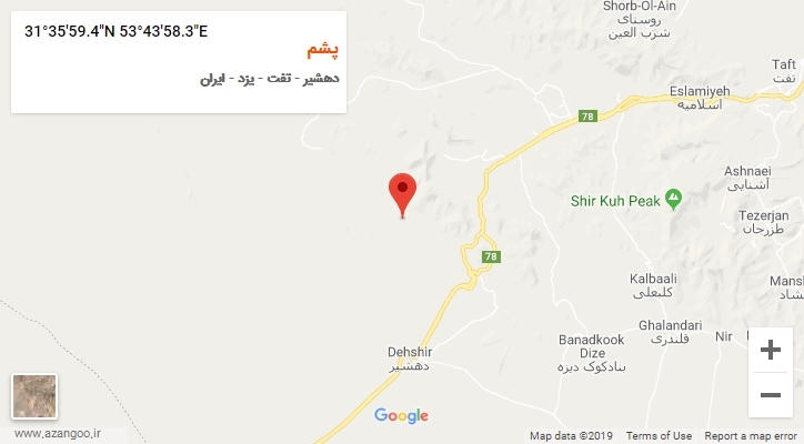 روستای پشم بر روی نقشه