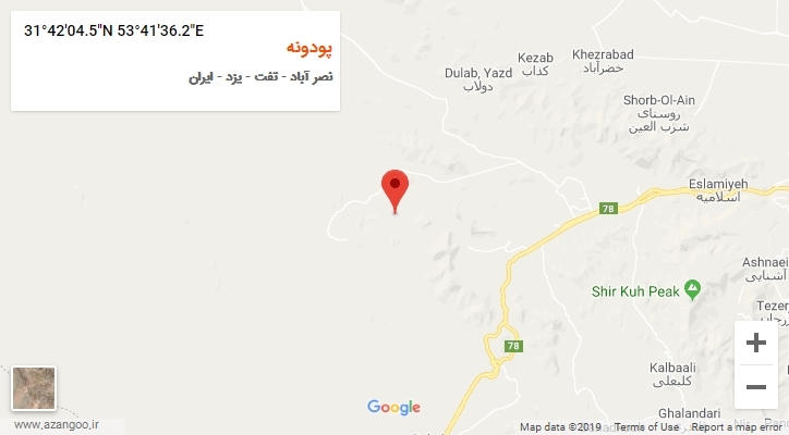 روستای پودونه بر روی نقشه