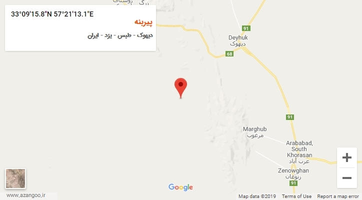 روستای پیربنه بر روی نقشه