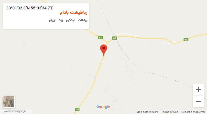 روستای رباطپشت بادام بر روی نقشه