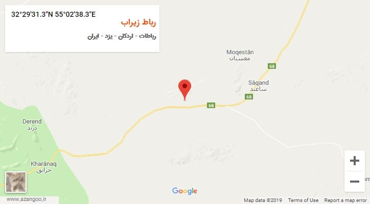 روستای رباط زیراب بر روی نقشه