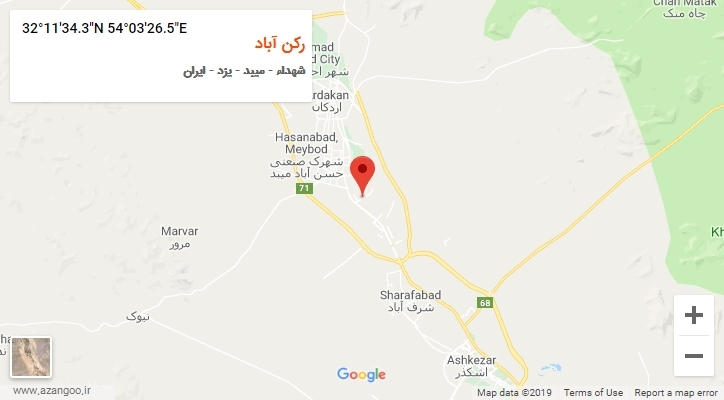 روستای رکن آباد بر روی نقشه