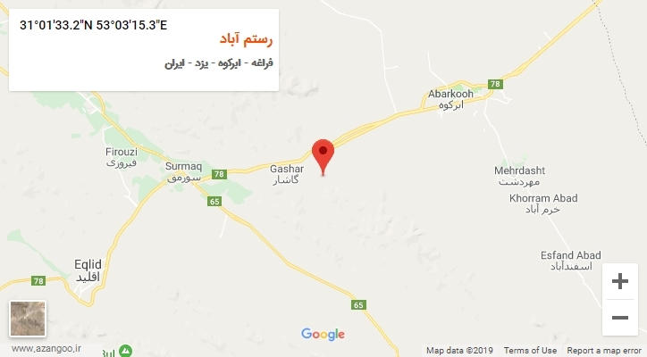 روستای رستم آباد بر روی نقشه