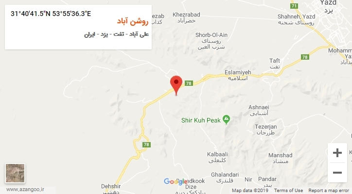 روستای روشن آباد بر روی نقشه