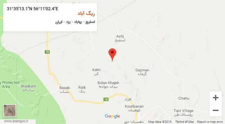 روستای ریگ آباد بر روی نقشه