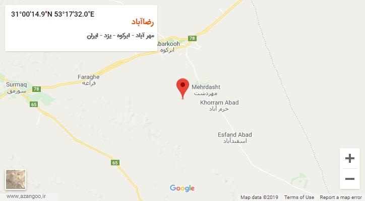 روستای رضاآباد بر روی نقشه