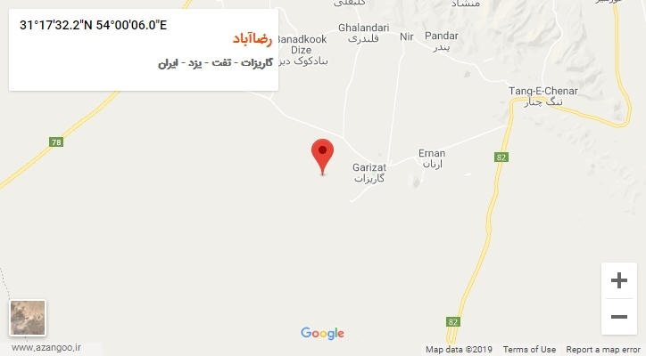 روستای رضاآباد بر روی نقشه