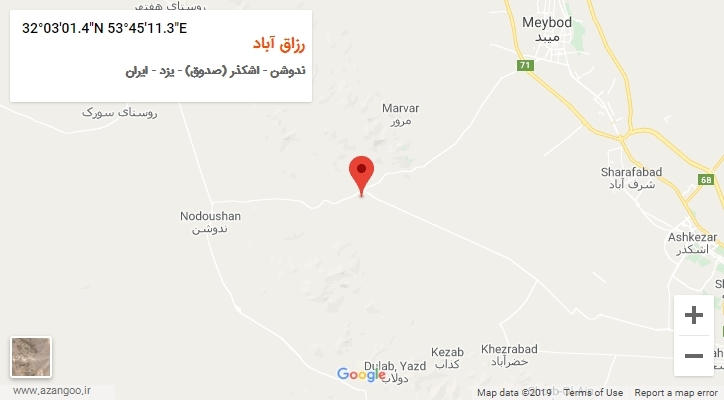 روستای رزاق آباد بر روی نقشه