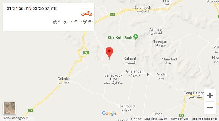 روستای رزکس بر روی نقشه