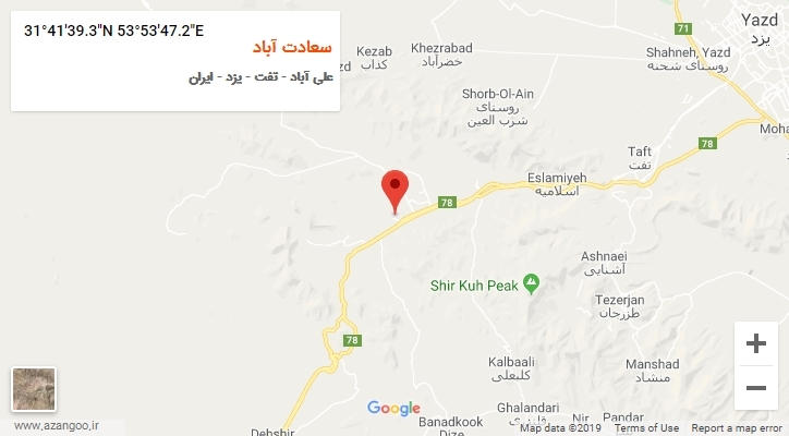 روستای سعادت آباد بر روی نقشه