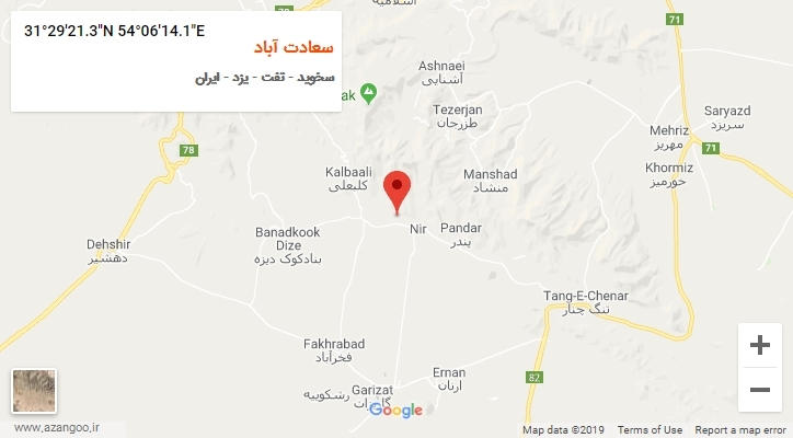 روستای سعادت آباد بر روی نقشه