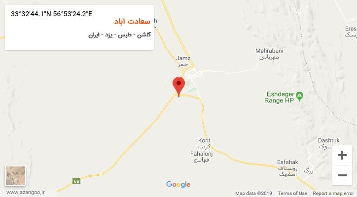 روستای سعادت آباد بر روی نقشه