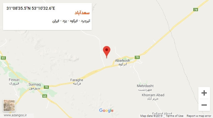 روستای سعدآباد بر روی نقشه