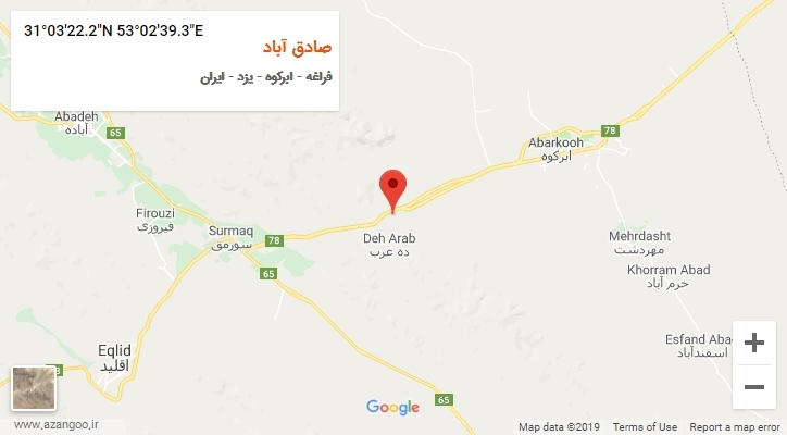 روستای صادق آباد بر روی نقشه
