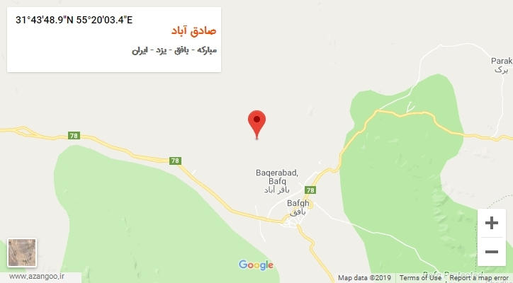 روستای صادق آباد بر روی نقشه