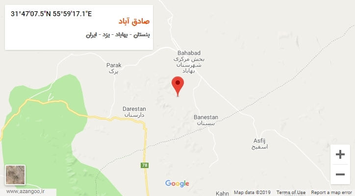 روستای صادق آباد بر روی نقشه