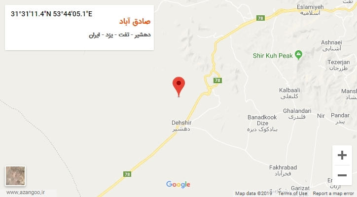 روستای صادق آباد بر روی نقشه