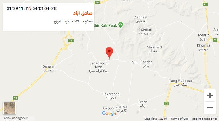 روستای صادق آباد بر روی نقشه
