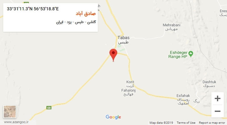 روستای صادق آباد بر روی نقشه