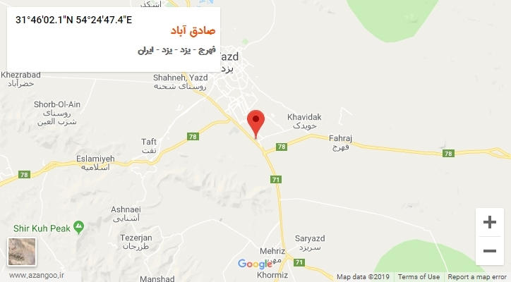 روستای صادق آباد بر روی نقشه