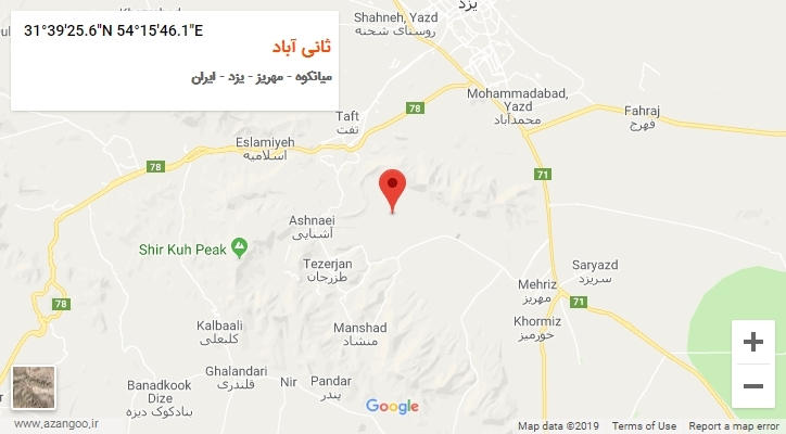 روستای ثانی آباد بر روی نقشه
