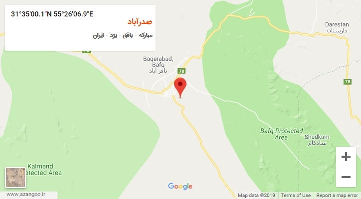 روستای صدرآباد بر روی نقشه