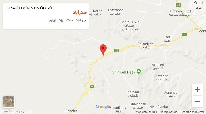 روستای صدرآباد بر روی نقشه