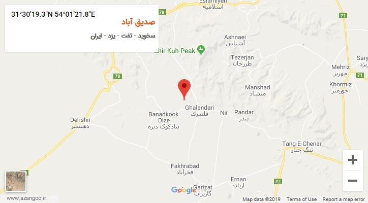 روستای صدیق آباد بر روی نقشه
