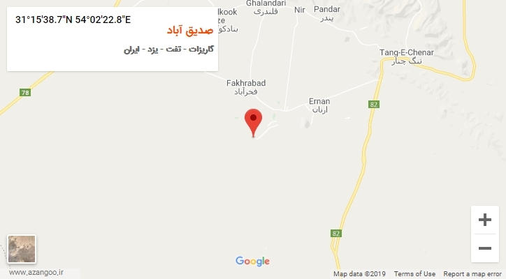 روستای صدیق آباد بر روی نقشه