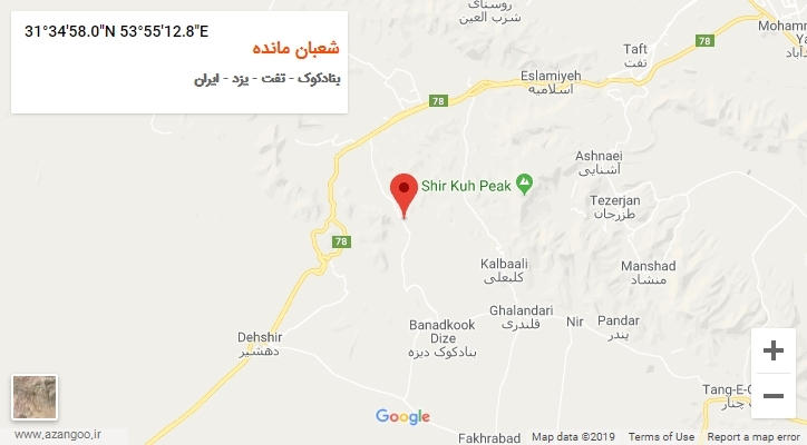 روستای شعبان مانده بر روی نقشه