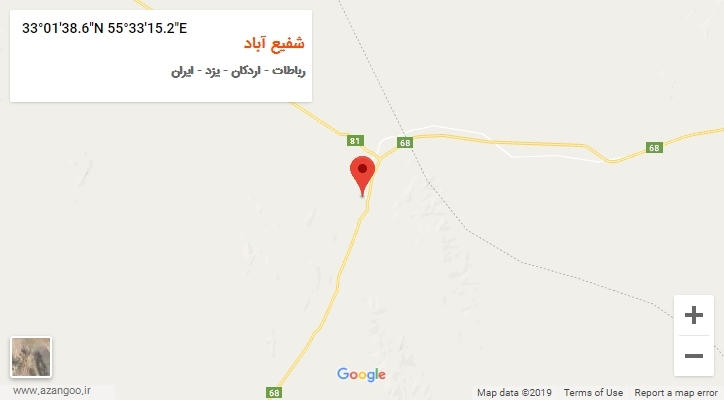 روستای شفیع آباد بر روی نقشه
