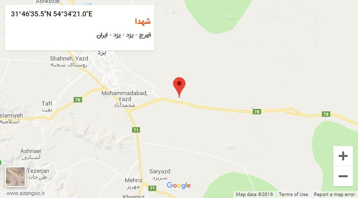 روستای شهدا بر روی نقشه