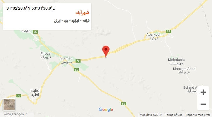 روستای شهرآباد بر روی نقشه