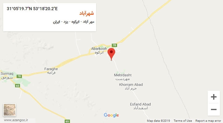 روستای شهرآباد بر روی نقشه