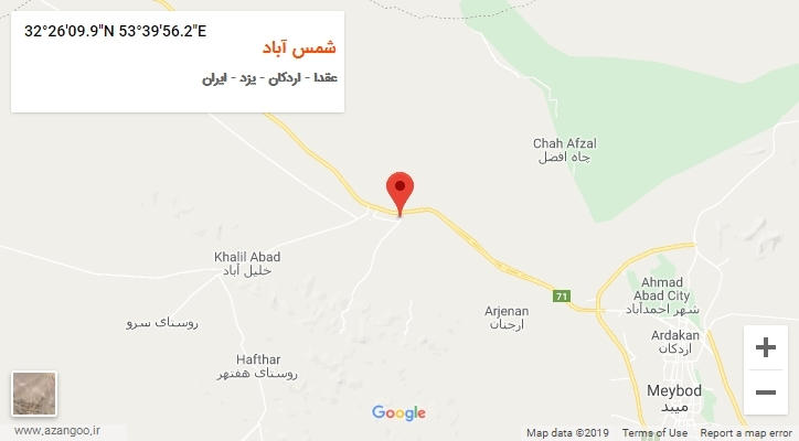 روستای شمس آباد بر روی نقشه